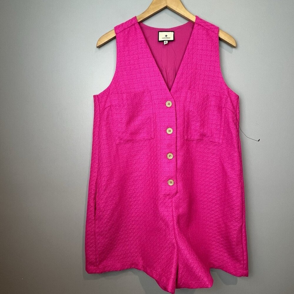 Tuckernuck Hot Pink Textured Sleeveless Romper